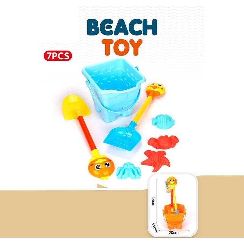 Пісочний набір YF 3680 (36) відерце висотою 17 см, 2 лопати висотою 42 см, 4 формочки, в сітці