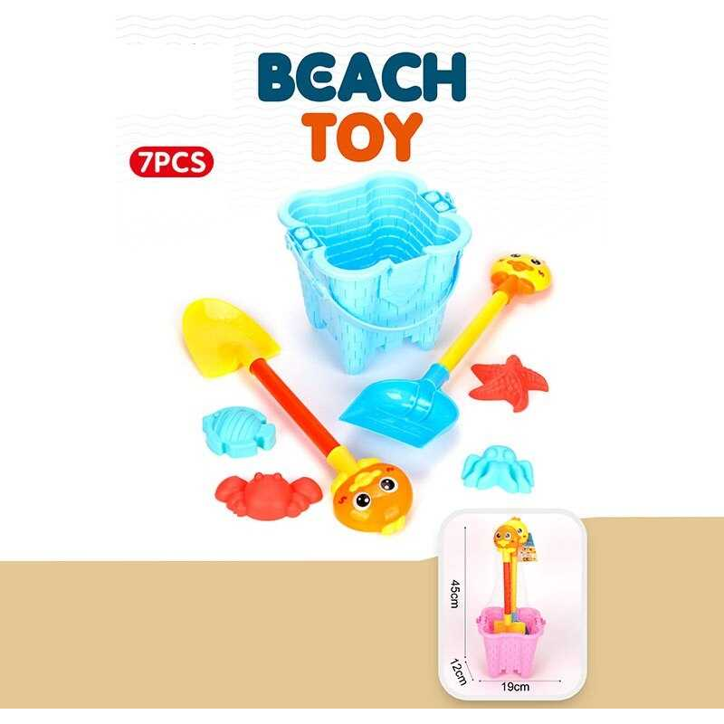 Пісочний набір YF 3682 (36) відерце висотою 17 см, 2 лопати висотою 42 см, 4 формочки, в сітці