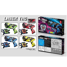 Пістолет 2140 A (48/2) 4 кольори, сенсорна мішень, набір на 1 гравця, електронне табло,  підсвічування, озвуч. англ. мовою, в коробці, ВИДАЄТЬСЯ ТІЛЬКИ МІКС ВИДІВ