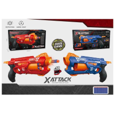 Пістолет K 992-1 (60) 2 кольори, стріляє м’якими патронами, механічний принцип роботи, 10 патронів, в коробці