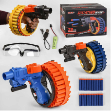 Пістолет KB 113 /113-1/113-2 (8) 3 кольори, акумулятор 3.7V, 30 м“якиж патронів на присосці, знімний лазер, захисні окуляри, в коробці, МІКС ВИДІВ