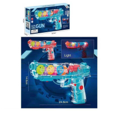 Пістолет YJ-Q 001 (96/2) 2 кольори, світло, звук, прозорий корпус, рухливі шестерні, на батарейках, в коробці