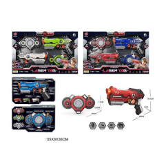 Пістолет з мішенню 869-24 (12) 2 види, 2 бластери, 2 мішені, підсвічування, вібрація, звук, парогенератори, ремені, в коробці