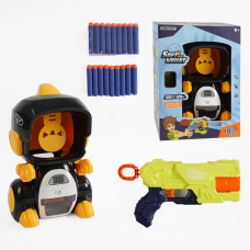 Пістолет з мішенню NL 06 U (12/2) “Динозавр“, звук, електронне табло, 18 м“яких патронів з присосками, в коробці