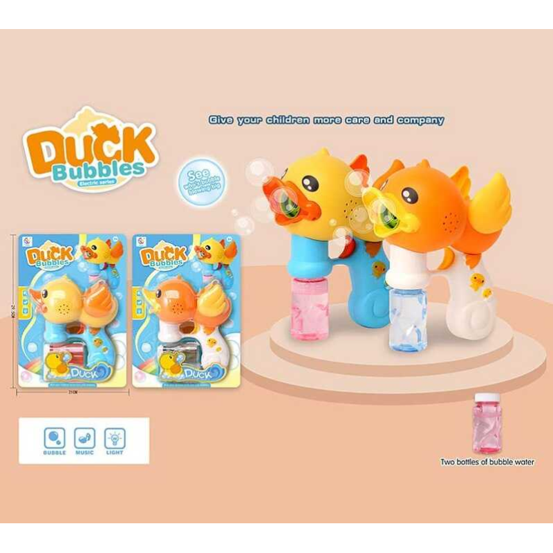 Пістолет з мильними бульбашками 1035 (64/2) “Каченя“, 2 кольори, 2 пляшечки з мильним розчином, на листі