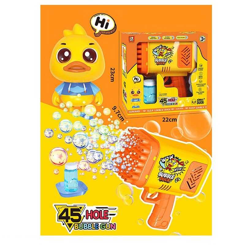 Пістолет з мильними бульбашками 2023-57 A (48) довжина 17 см, мильний розчин, на батарейках, 45 отворів, в коробці