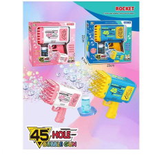 Пістолет з мильними бульбашками 2023-58 A (48) довжина 17 см, на батарейках, мильний розчин, 45 отворів, в коробці