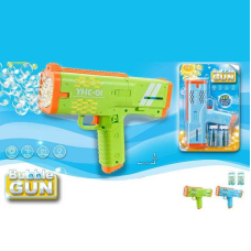 Пістолет з мильними бульбашками 333-21 (60/2) 2 кольори, автоматичний принцип, 2 пляшки мильного розчину, на батарейках, підсвічування, на листі