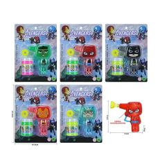 Пістолет з мильними бульбашками 4850 A (240/2) механічний принцип роботи, мильний розчин, насадка, герой, на листі, ВИДАЄТЬСЯ ТІЛЬКИ МІКС ВИДІВ