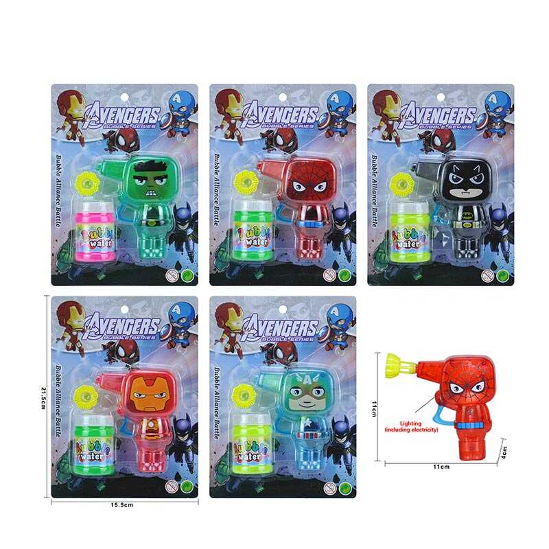 Пістолет з мильними бульбашками 4850 A (240/2) механічний принцип роботи, мильний розчин, насадка, герой, на листі, ВИДАЄТЬСЯ ТІЛЬКИ МІКС ВИДІВ