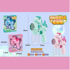 Пістолет з мильними бульбашками 504 (60) 2 кольори, “Єдиноріг”, автоматичний принцип, 2 пляшки з мильним розчином, на батарейках, підсвічування, в коробці