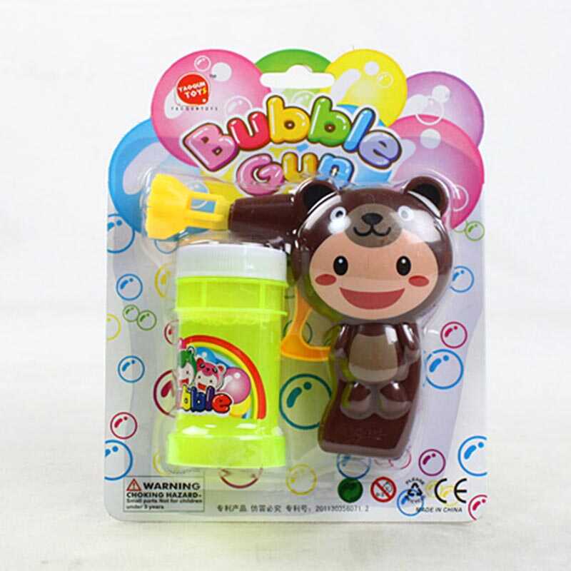 Пістолет з мильними бульбашками 632 E (252/2) “Ведмедик”, механічний принцип роботи, мильний розчин, на листі