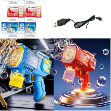 Пістолет з мильними бульбашками 66-56 (60) 2 види, розмір -15х7х16.5 см, акумулятор 3.7 V, USB - кабель, мильний розчин, наліпки, в коробці