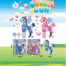 Пістолет з мильними бульбашками 667 (48/2) 2 кольори, “Поні”, автоматичний принцип, 3 пляшки мильного розчину, музика, підсвічування, на батарейках, на листі