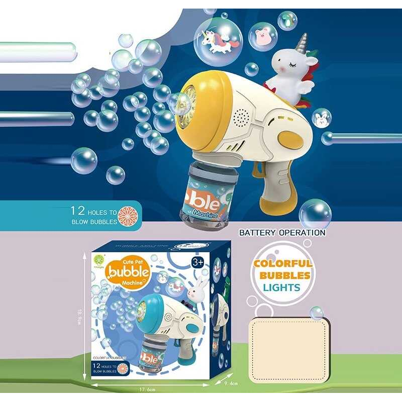 Пістолет з мильними бульбашками 7778 C (64) підсвічування, автоматичний принцип, пляшечка з мильним розчином, в коробці