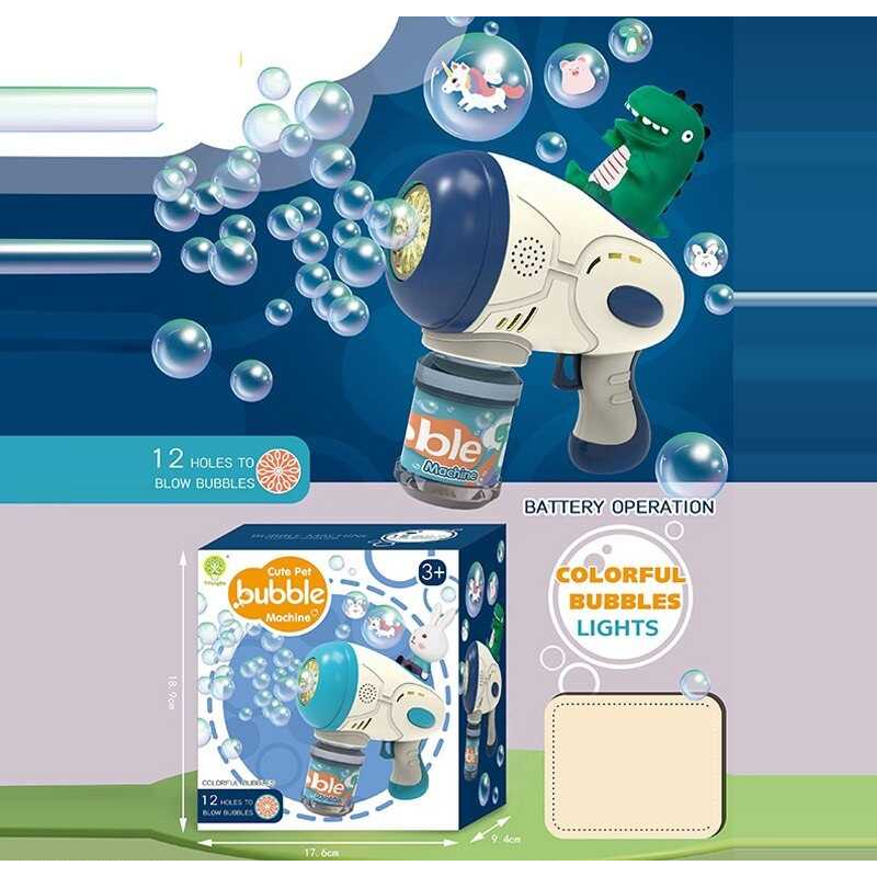 Пістолет з мильними бульбашками 7778 D (64) підсвічування, автоматичний принцип, пляшечка з мильним розчином, в коробці