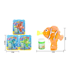 Пістолет з мильними бульбашками 81-14 (120/2) 3 кольори, “Рибка”, механічний принцип роботи, пляшка з мильним розчином, на листі, ВИДАЄТЬСЯ ТІЛЬКИ МІКС ВИДІВ 