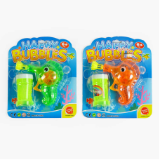 Пістолет з мильними бульбашками 9910 A (216/2) 2 кольори, механічний, прозорий корпус, пляшечка із мильною рідиною, на листі