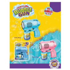 Пістолет з мильними бульбашками AL 2026-1 (72/2) 2 кольори, автоматичний принцип, пляшка мильного розчину, підсвічування, на батарейках, на листі