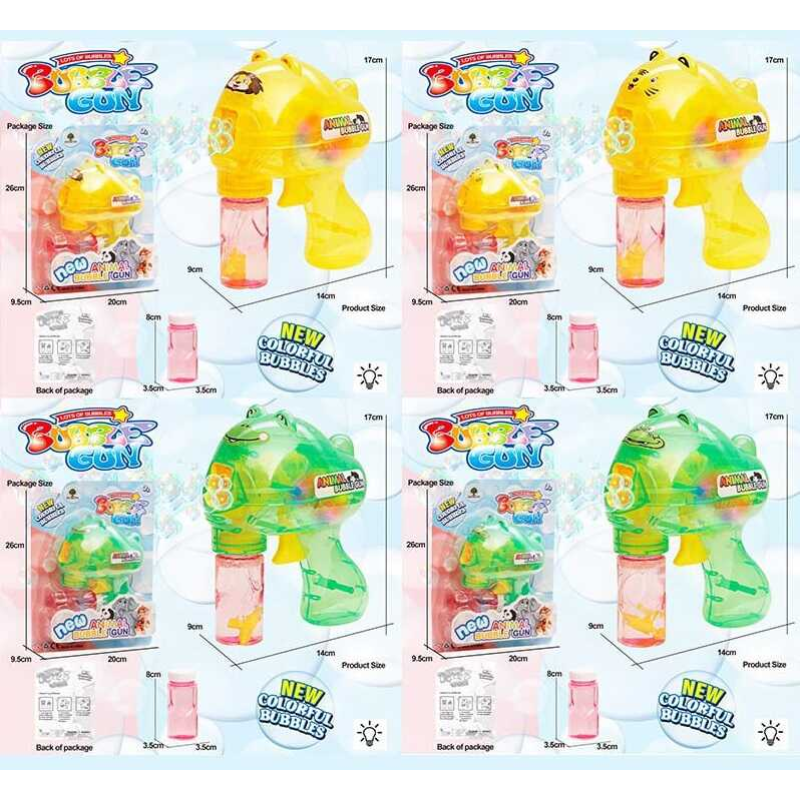 Пістолет з мильними бульбашками JNH 823 /824 (96/2) 4 види,  механічний, підсвічування, пляшечка з розчином, на листі, ВИДАЄТЬСЯ ТІЛЬКИ МІКС ВИДІВ