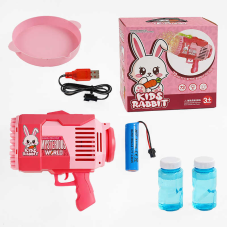 Пістолет з мильними бульбашками KB 1284 (24) підсвічування, 73 отвори, акум. 3.7V, 2 пляшечки з мильним розчином, посудина, в коробці