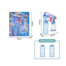 Пістолет з мильними бульбашками MY 10086-2 D (60/2) прозорий, підсвічування, 2 мильних розчини, на батарейках, автоматичний принцип, на листі