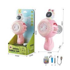 Пістолет з мильними бульбашками XH 134 (48/2) підсвічування, автоматичний принцип, акумулятор 3.7V, пляшечка з мильним розчином, в коробці