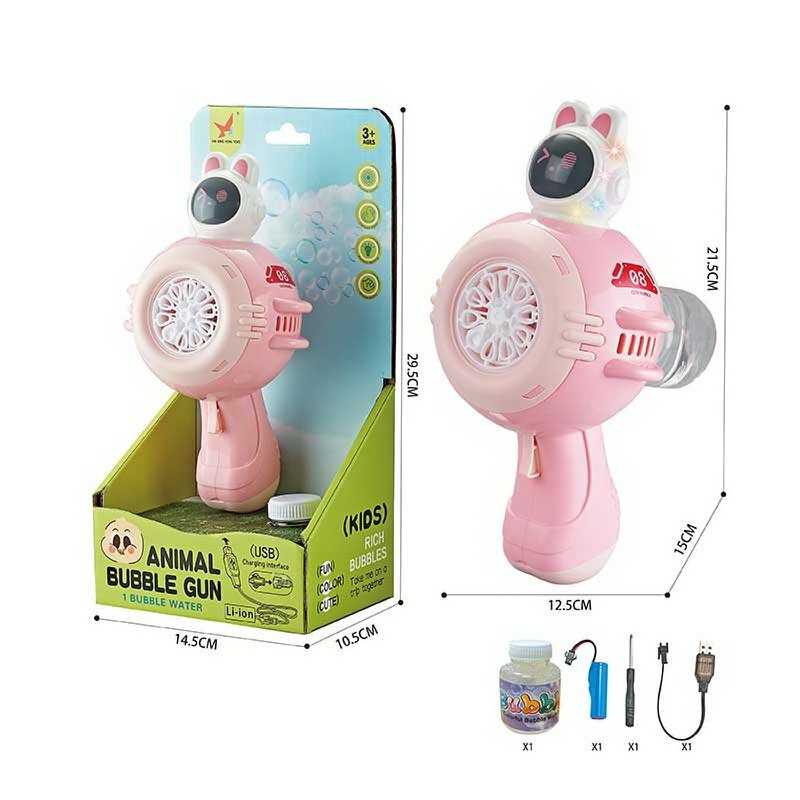 Пістолет з мильними бульбашками XH 134 (48/2) підсвічування, автоматичний принцип, акумулятор 3.7V, пляшечка з мильним розчином, в коробці Пістолет з мильними бульбашками XH 134 (48/2) підсвічування, автоматичний принцип, акумулятор 3.7V, пляшечка з мильним розчином, в коробці