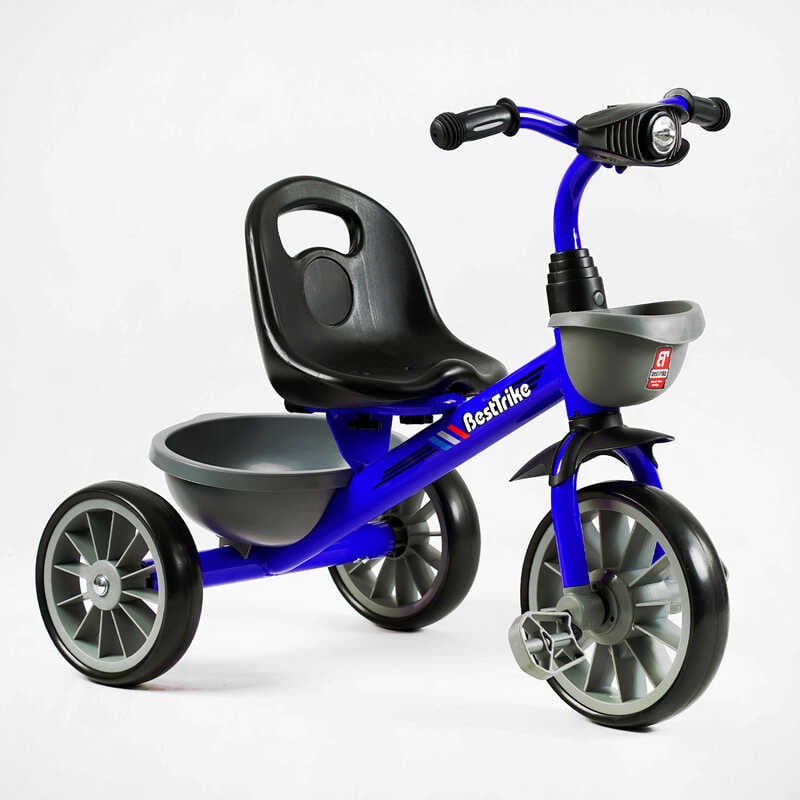 Велосипед 3-х колісний BS-12530 “Best Trike“ (1) колеса EVA переднє 12’’, заднє 10’’, сталева рама, фара з музикою та світлом, 1 пісня українською та 2 англійською, 2 кошики, в коробці