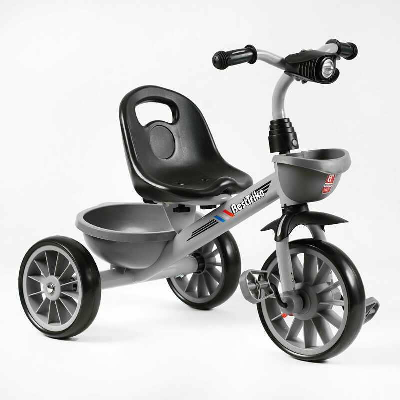 Велосипед 3-х колісний BS-18125 “Best Trike“ (1) колеса EVA переднє 12’’, заднє 10’’, сталева рама, фара з музикою та світлом, 1 пісня українською та 2 англійською, 2 кошики, в коробці