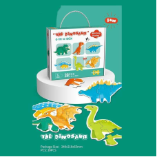 Пазли 88769 (60/3) 39 елементів, “Динозаври“, 6 тваринок, 6 карток-прикладів, в коробці