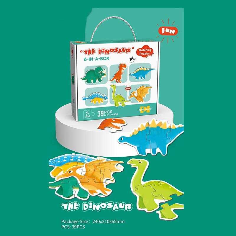 Пазли 88769 (60/3) 39 елементів, “Динозаври“, 6 тваринок, 6 карток-прикладів, в коробці