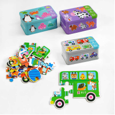 Пазли C 60426 (60) 6 пазлів, металева коробка, вивчення цифр, в коробці