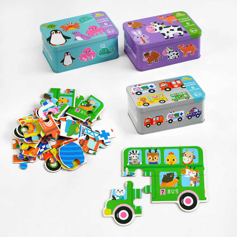 Пазли C 60426 (60) 6 пазлів, металева коробка, вивчення цифр, в коробці