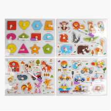 Пазли-вкладиші C 67047 (100) дерев“яні, 2 в 1, дошка для малювання, маркер, у плівці, ВИДАЄТЬСЯ МІКС ВИДІВ