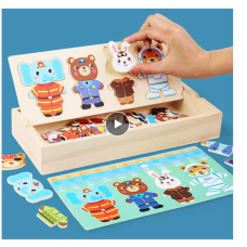 Пазли-вкладиші C 73231 (48) дерев’яні, картки з завданнями, у плівці