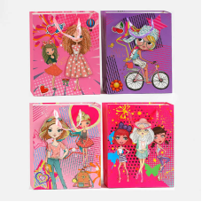 Пакет подарунковий С 57736 (300) 4 види, “Модниці“, СЕРЕДНІЙ, ВИДАЄТЬСЯ ТІЛЬКИ МІКС ВИДІВ