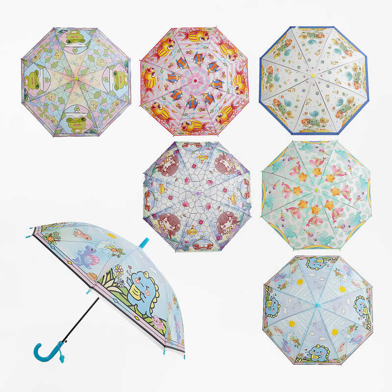 Парасолька C 68527 (60) напівавтомат, d = 80 см, довжина 67 см, 8 спиць, поліетилен, свисток, в пакеті, ВИДАЄТЬСЯ МІКС ВИДІВ