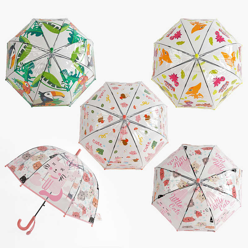 Парасолька C 68625 (60) напівавтомат, d = 70 см, довжина 68 см, 8 спиць, поглиблений купол, поліетилен, брелок, в пакеті, ВИДАЄТЬСЯ МІКС ВИДІВ