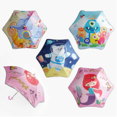 Парасолька C 68654 (100) d = 90 см, довжина 68 см, 6 спиць, поглиблений купол, світовідбиваючі смужки, свисток ВИДАЄТЬСЯ МІКС ВИДІВ