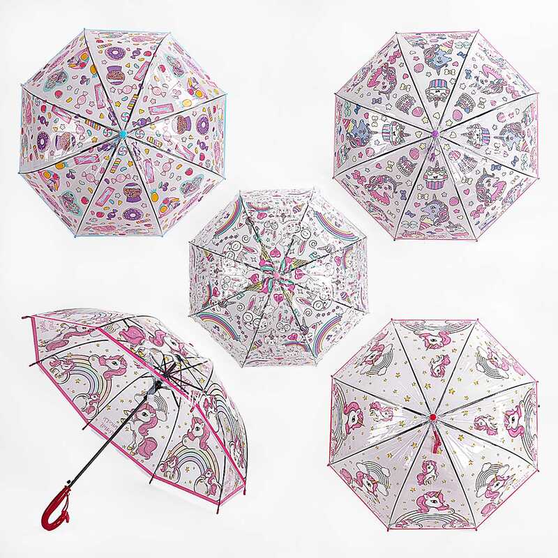 Парасолька С 66355 (60) 4 види, d=77 см, свисток, ВИДАЄТЬСЯ ТІЛЬКИ МІКС ВИДІВ