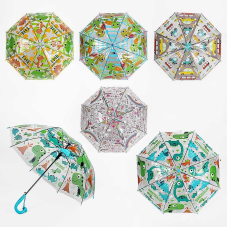 Парасолька С 66360 (60) 6 видів, прозорий купол, d=74 см, свисток, ВИДАЄТЬСЯ ТІЛЬКИ МІКС ВИДІВ