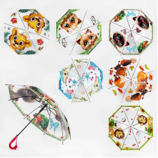 Парасолька С 66362 (60) 6 видів, прозорий купол, d=90 см, свисток, ВИДАЄТЬСЯ ТІЛЬКИ МІКС ВИДІВ