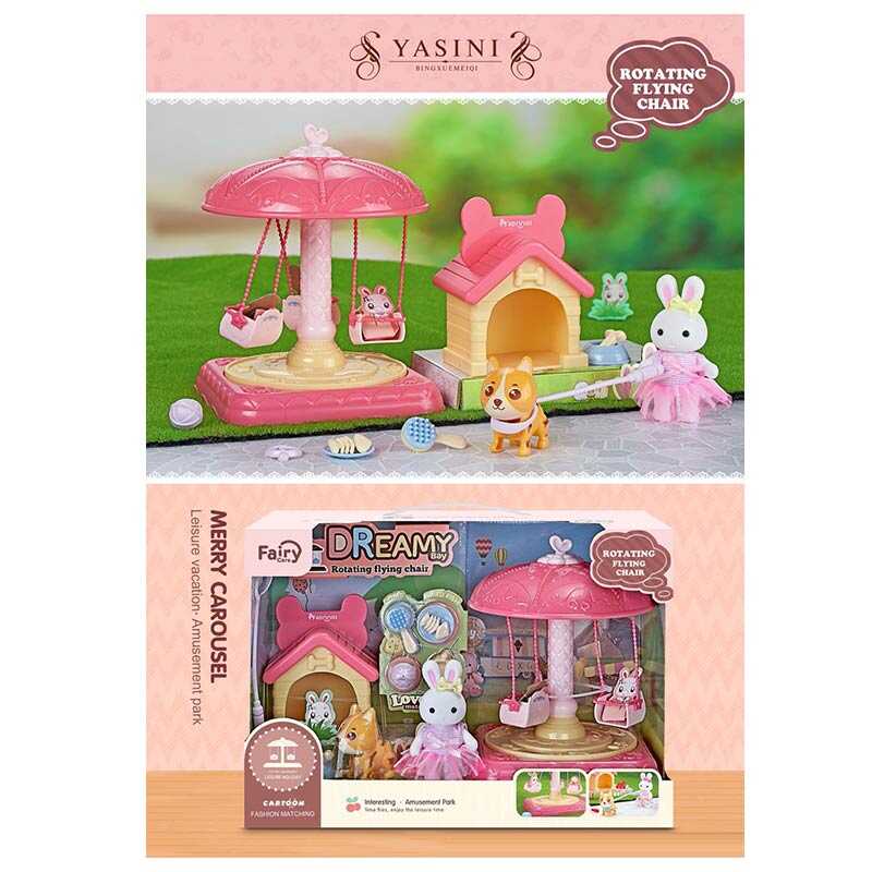 Парк розваг 6660 (18) флоксова фігурка, собачка, будинок та аксесуари для собаки, карусель, в коробці