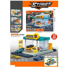 Парковка MH 172 (48/2) 22 елементи, наліпки, механічний запускач, машинка, в коробці