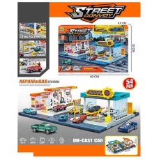 Парковка MH 180 (24/2) 3 в 1, 54 елементи, наліпки, 2 машинки, механічний запускач, в коробці