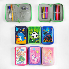 Пенал C 60688 (120) 6 видів, 2 відділення, олівці, ручки, фломастери, ВИДАЄТЬСЯ МІКС ВИДІВ