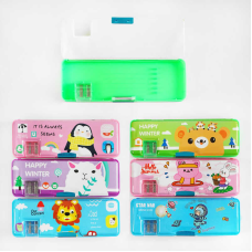 Пенал C 60868 (192) 6 видів, 2 відділення, вбудована точилка для олівців, у пакеті, ВИДАЄТЬСЯ ТІЛЬКИ МІКС ВИДІВ