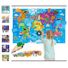 Плакат ігровий C 73104 (50) фетрова карта світу, розмір: 101х65 см, липучки, гачки на стіну, в пакеті