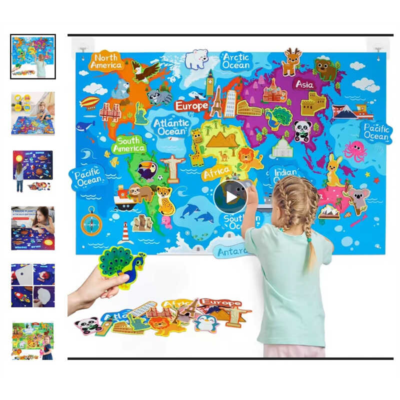 Плакат ігровий C 73104 (50) фетрова карта світу, розмір: 101х65 см, липучки, гачки на стіну, в пакеті
